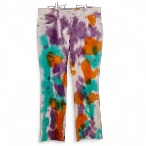 Vintage Levi’s 550 Tie-Dye Jeans Women’s 32 Custom Dyed Raw Hem Straight Leg
